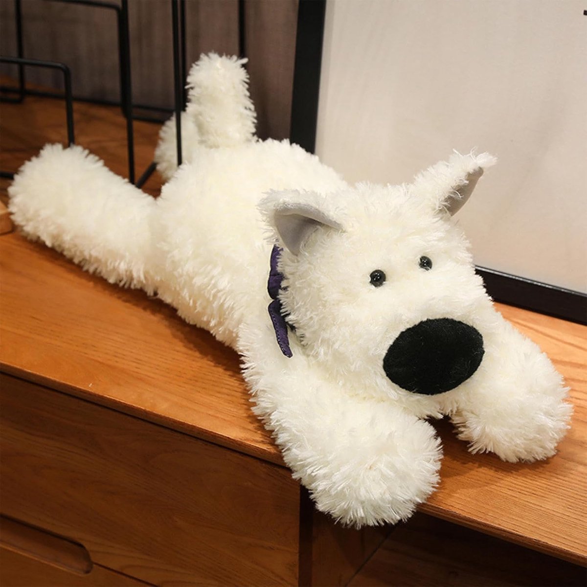 Plüschtier Hond Kuscheltier Stofftier Kawaii Hond Plüsh Kissen Speelgoed Cadeau voor Volwassenen Kinderen 3+ Jaar (Wit, 80 cm)