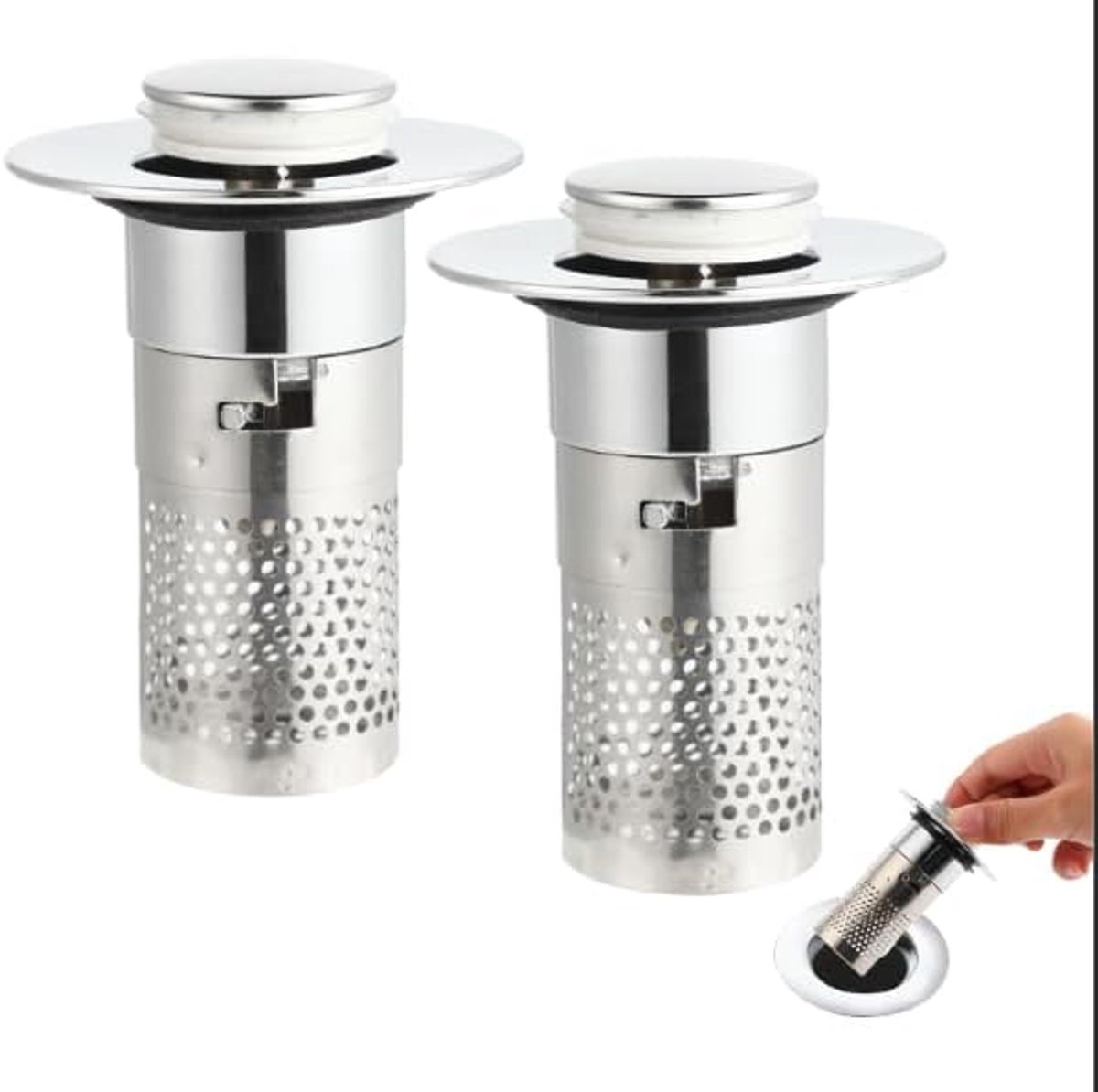 2 stuks gootsteenstop, afvoerstop, stop wastafel, wastafel