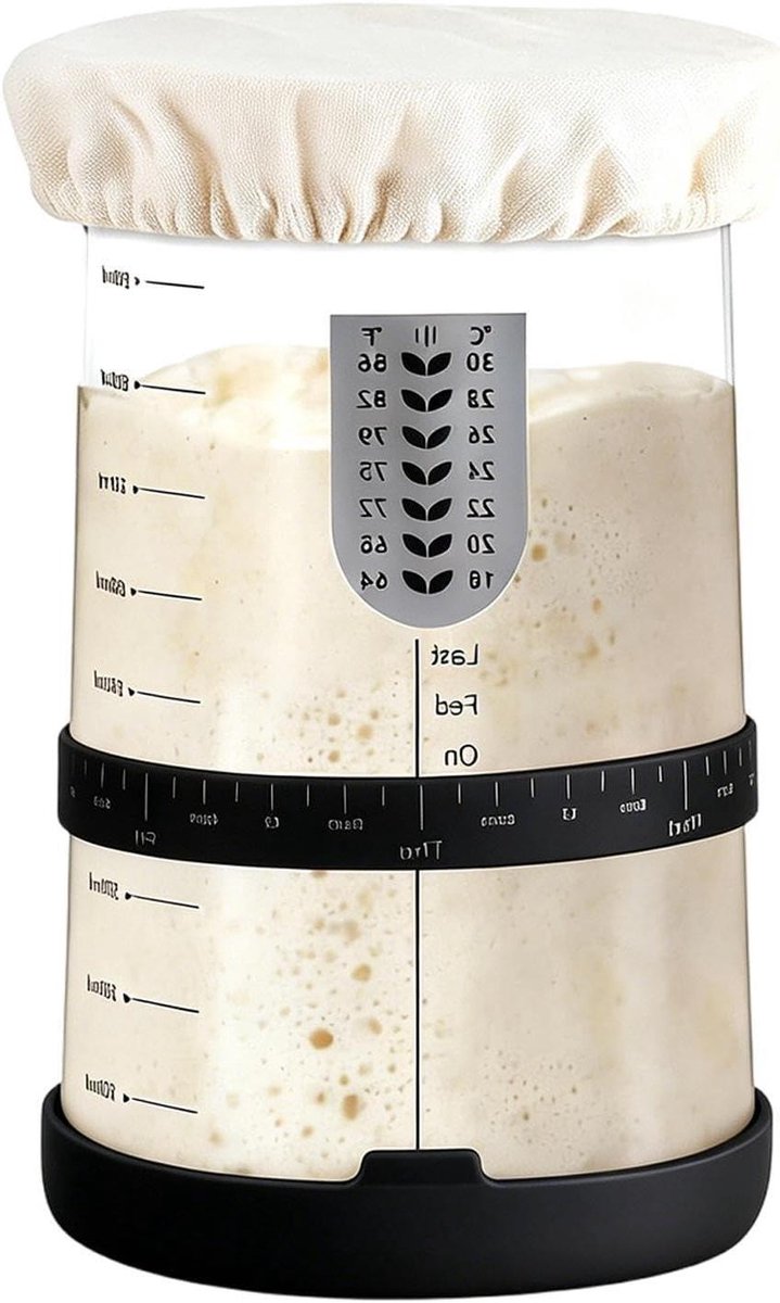 Zuurdesem Pot - Fermentatiepot Deeg - Zelf Brood Bakken - Eenvoudige Deegcontrole - 25 x 15 cm - Transparant