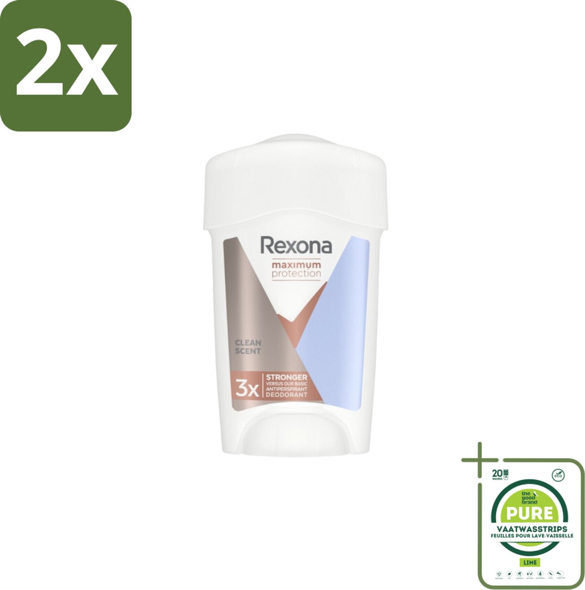 Rexona - Deodorant Stick - Women Maximum Protection Clean Scent - Anti-transpirant - 45 ml - Voordeelverpakking - 2 stuks - Anti-transpirant - Deodorant