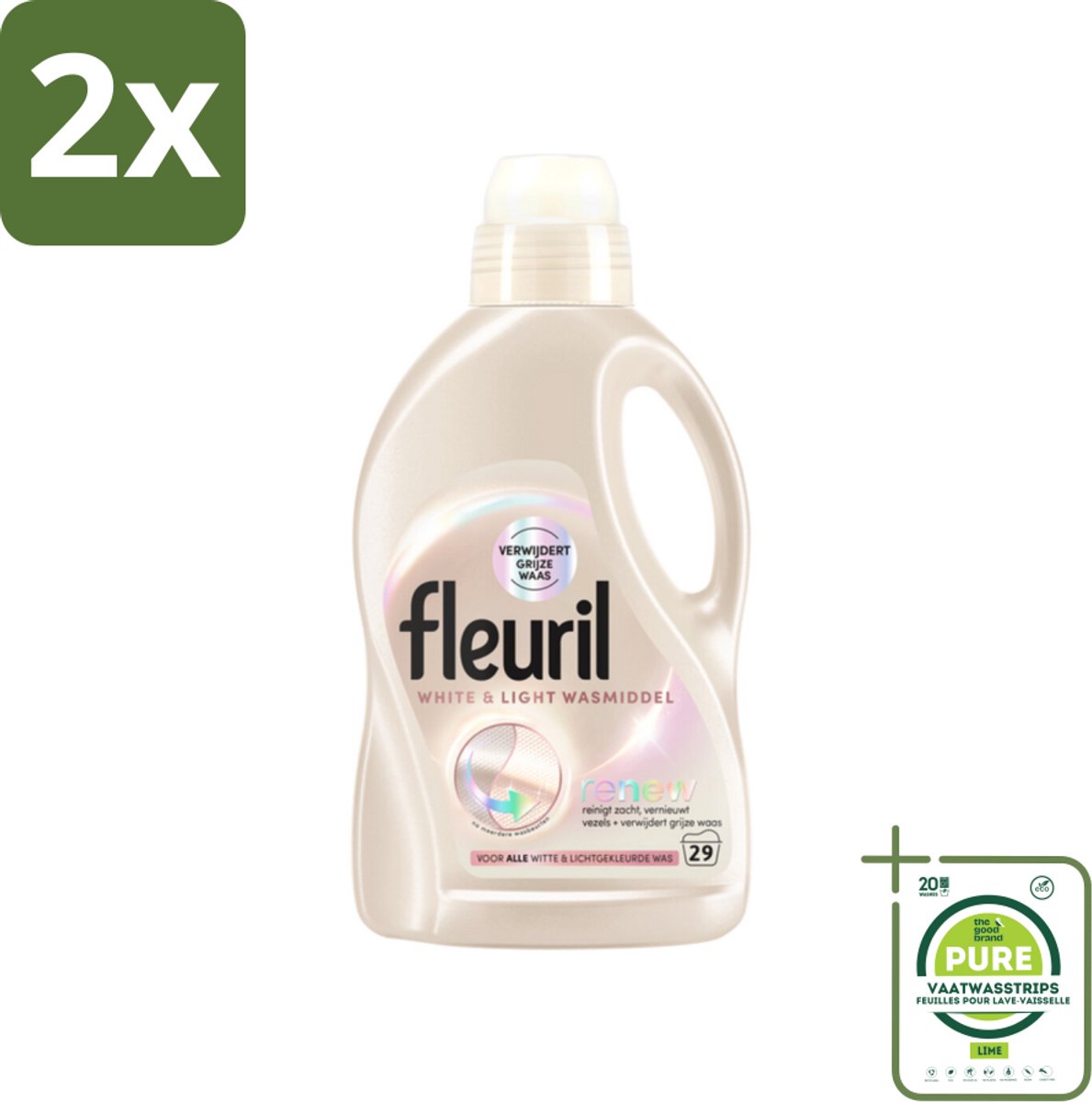 Fleuril - Wasmiddel - White & Light Wasmiddel - Witte & Lichte Was - 29 wasbeurten - Voordeelverpakking - 2 stuks - Witte was - Lichte was