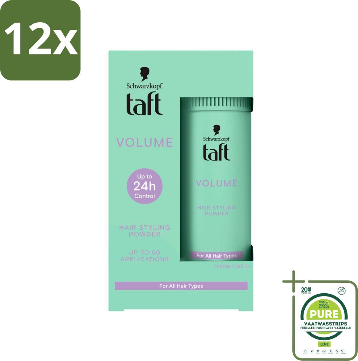 Taft - Volume - Hair Styling Powder - Instant volume - 10 gr - Voordeelverpakking - 12 stuks - Haarpoeder - Volume haar