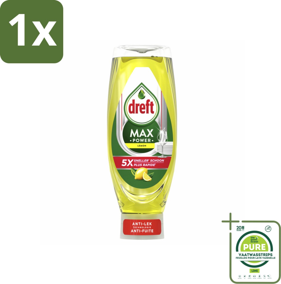 1 x Dreft - Afwasmiddel - Max Power Citroen - Extra ontvettend - 730 ml - Afwasmiddel - Vetverwijderaar - Citroengeur - Schoonmaakkracht - Gebruiksgemak