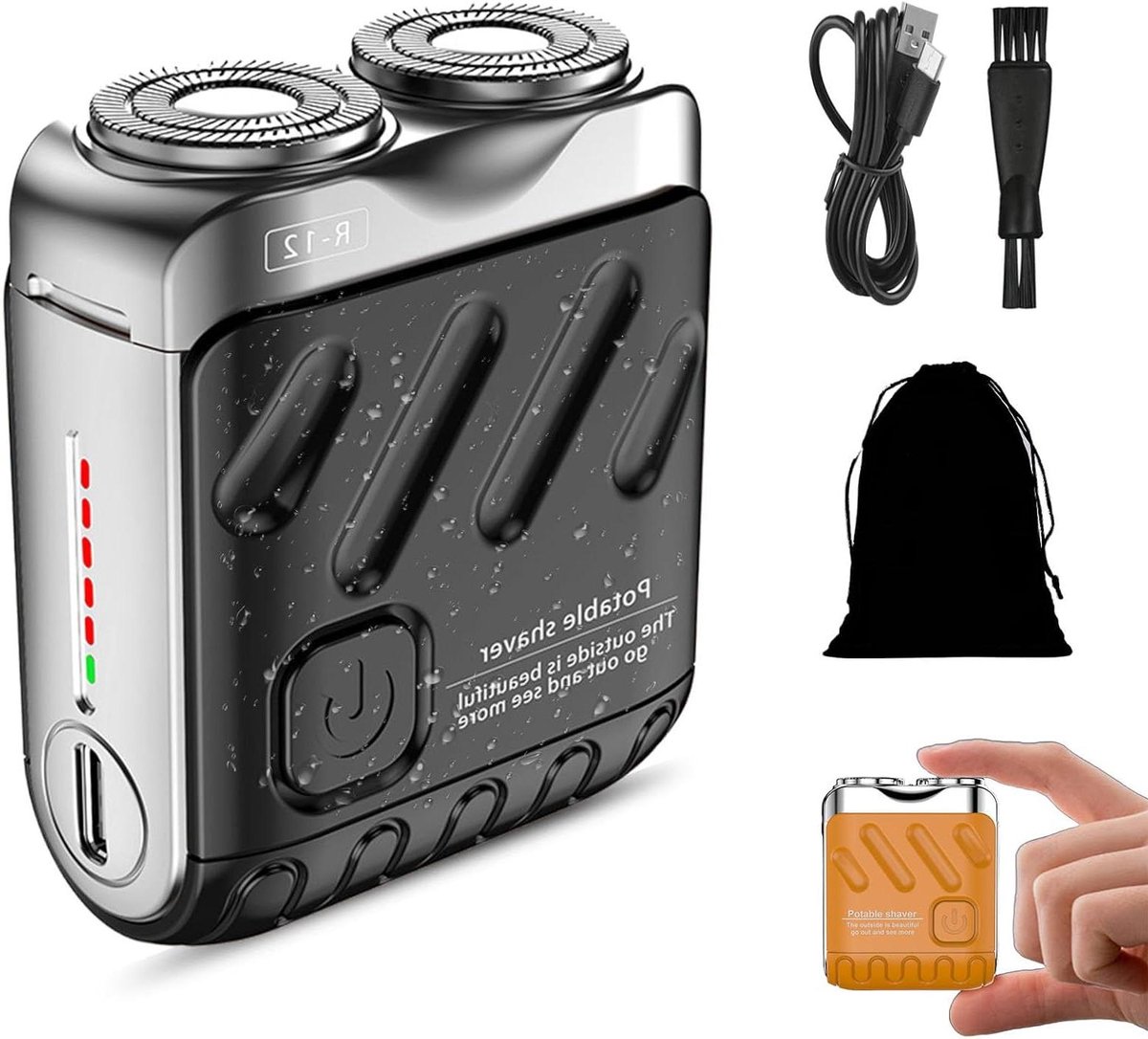 Draagbare Elektrische Scheerapparaat - Mini Scheerapparaat Pocket Razor - Snel Glad Scheren - Dubbele Ring Meskop