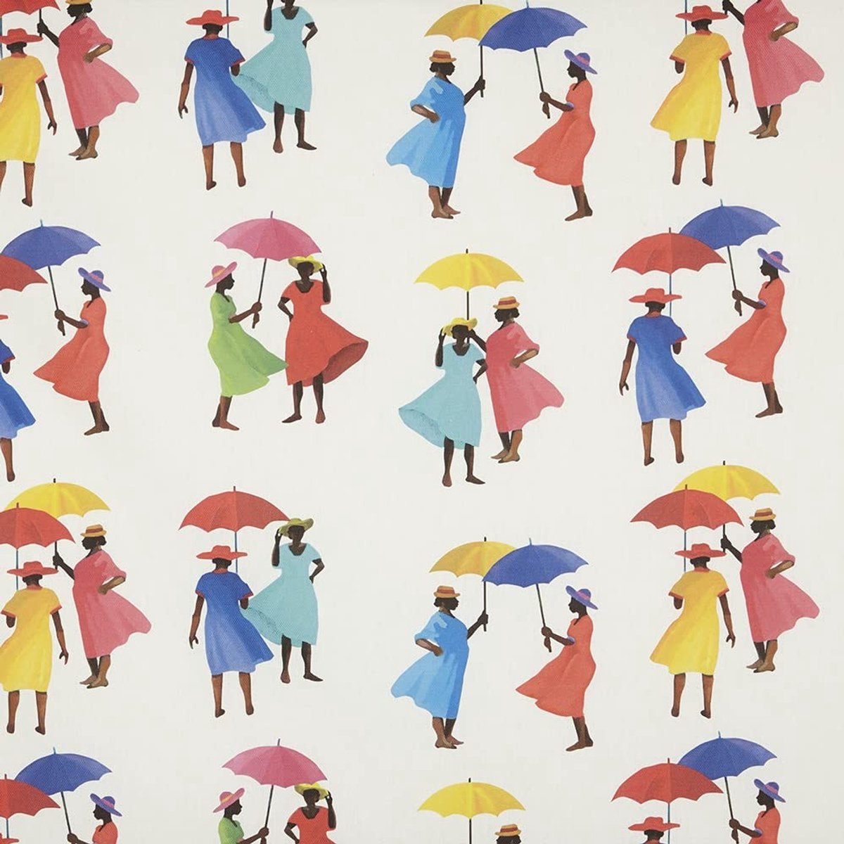 Omgoods - Bedrukt Linnen Stof voor Decoratie en Kussens 100 x 140 cm Parasol Yadira - Multicolor