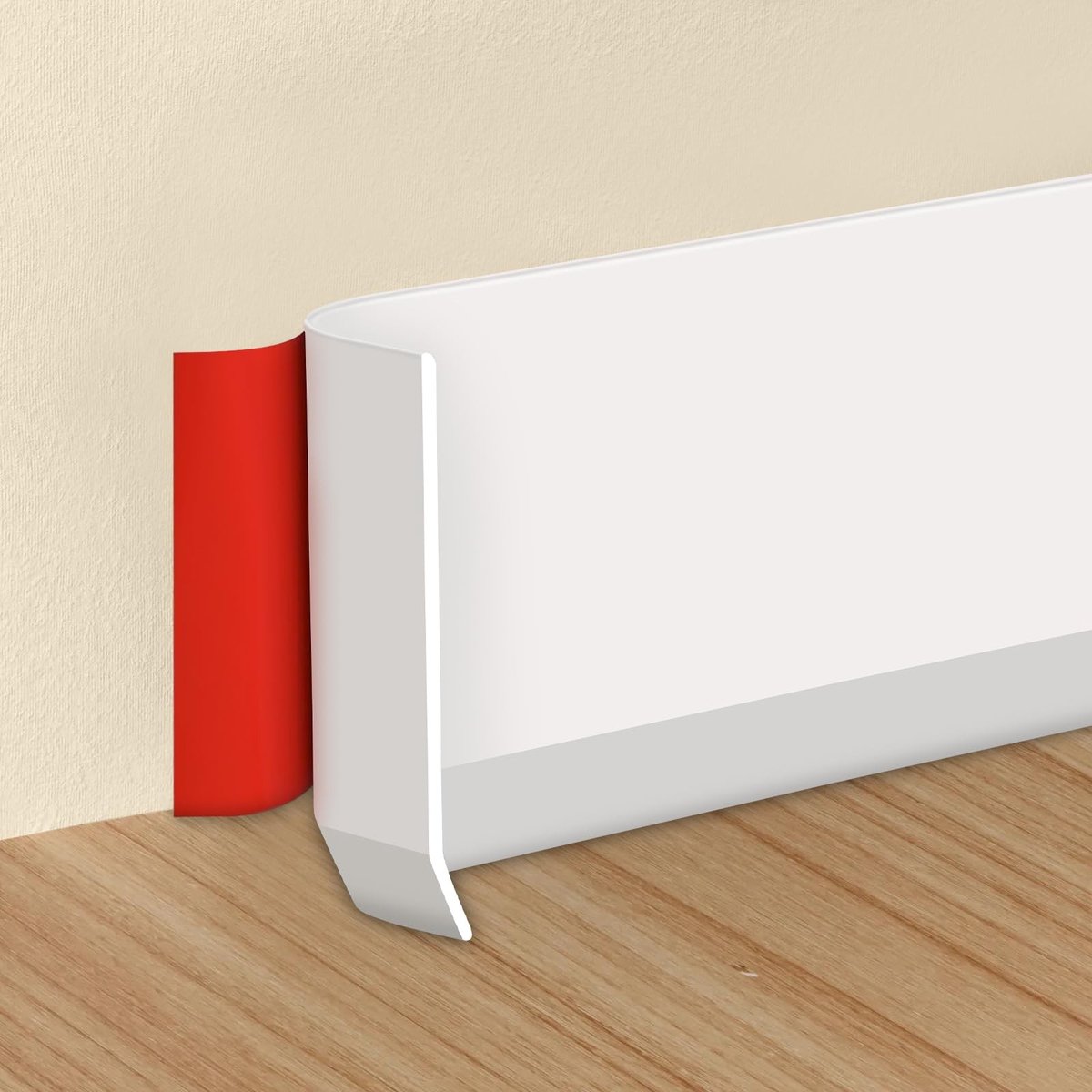 Omgoods - Flexibele Plint, Zelfklevend Vinyl, 10cm Breed, Wandbekleding, Decoratieve Molding voor Vloer (Wit, 10cm x 12m)