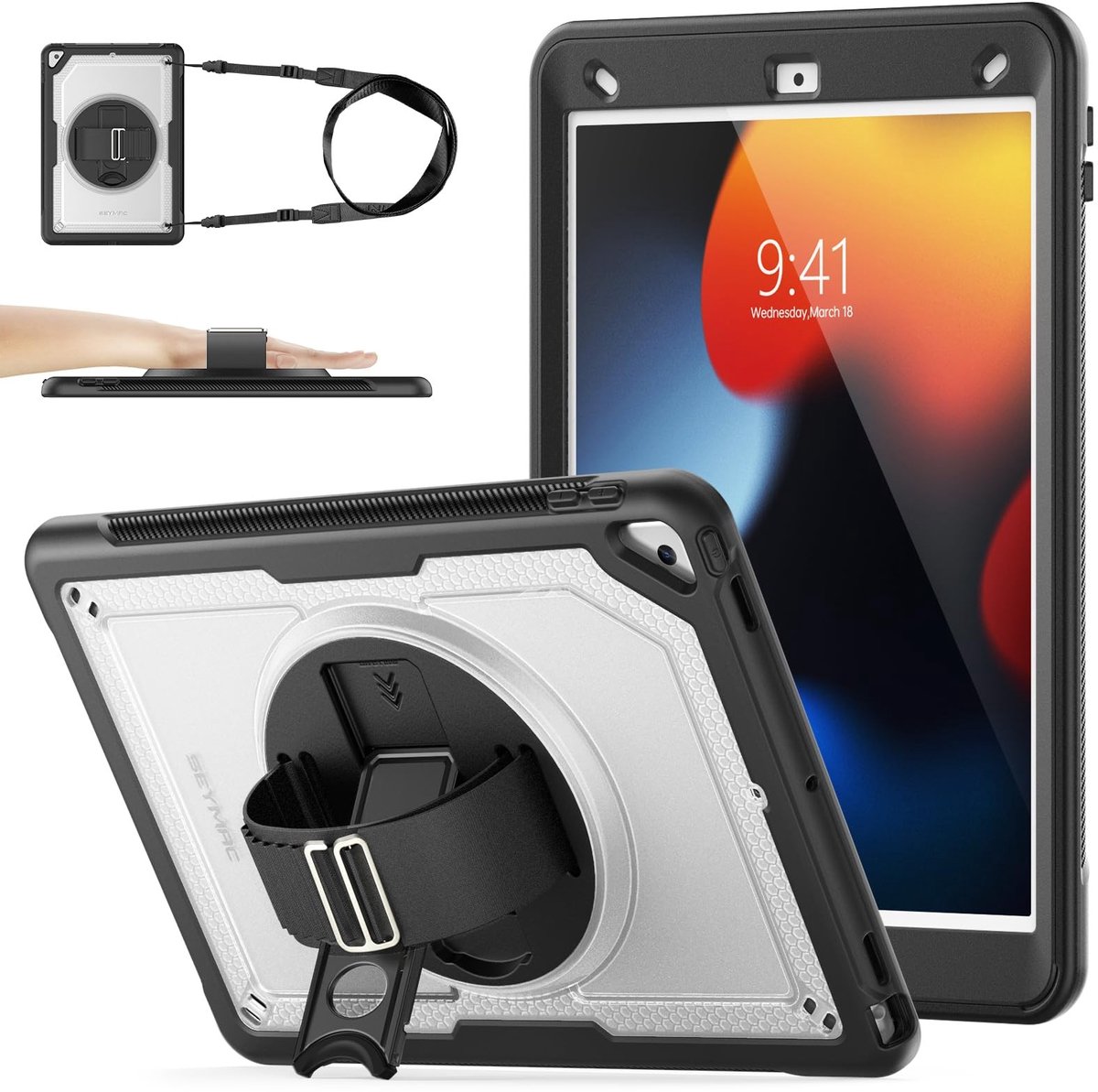 Omgoods - Shockproof Case voor iPad 10.2 Inch - Met Schermbeschermer en Handstrap