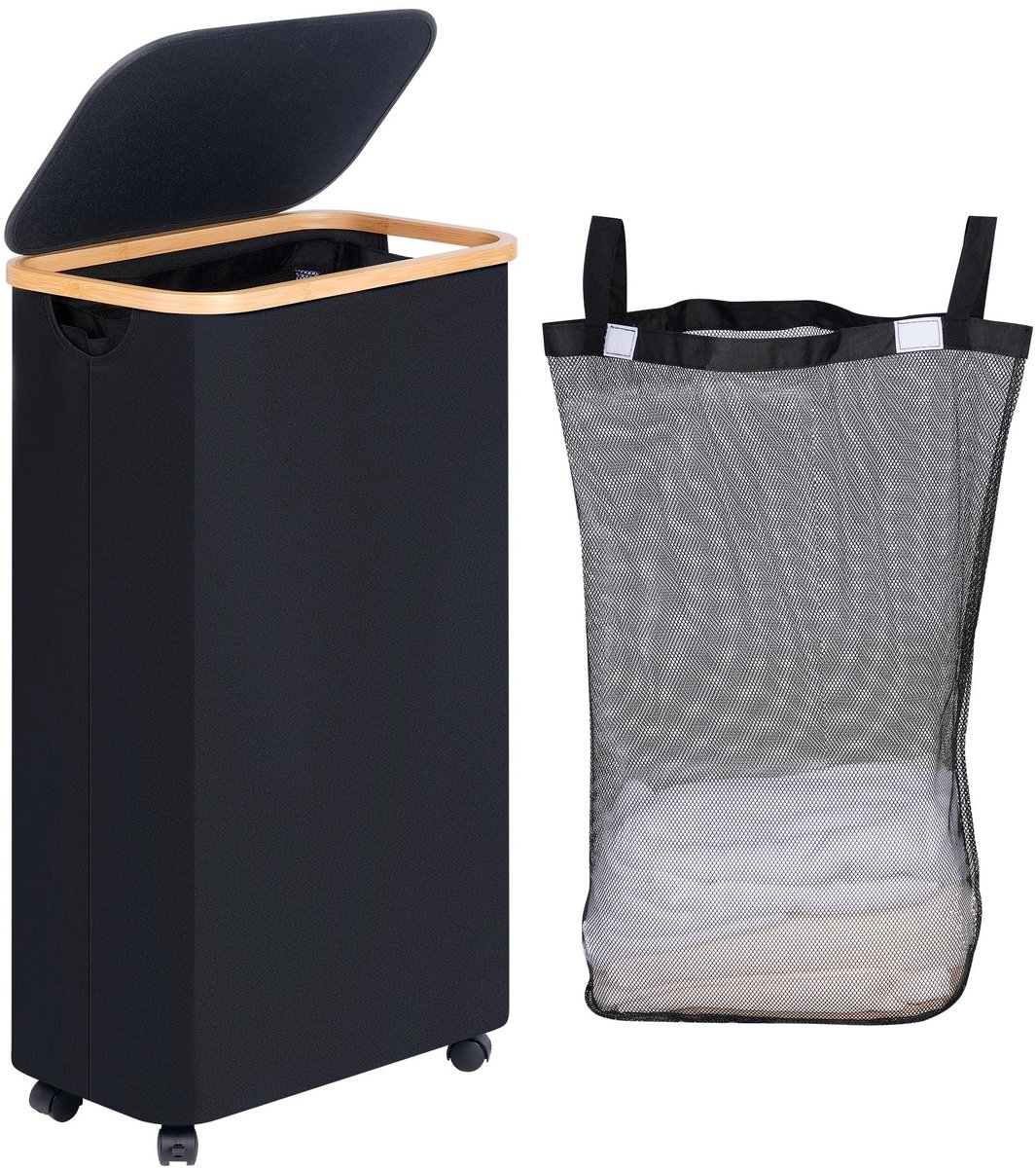 Omgoods - Wasmand met Wielen 75L - Slim en Praktisch voor Huishouden