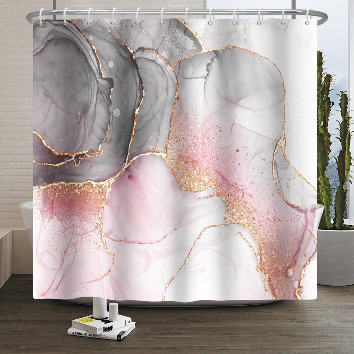 Omgoods - Luxe Marmer Douchegordijn 150x200 cm met Gouden Accenten