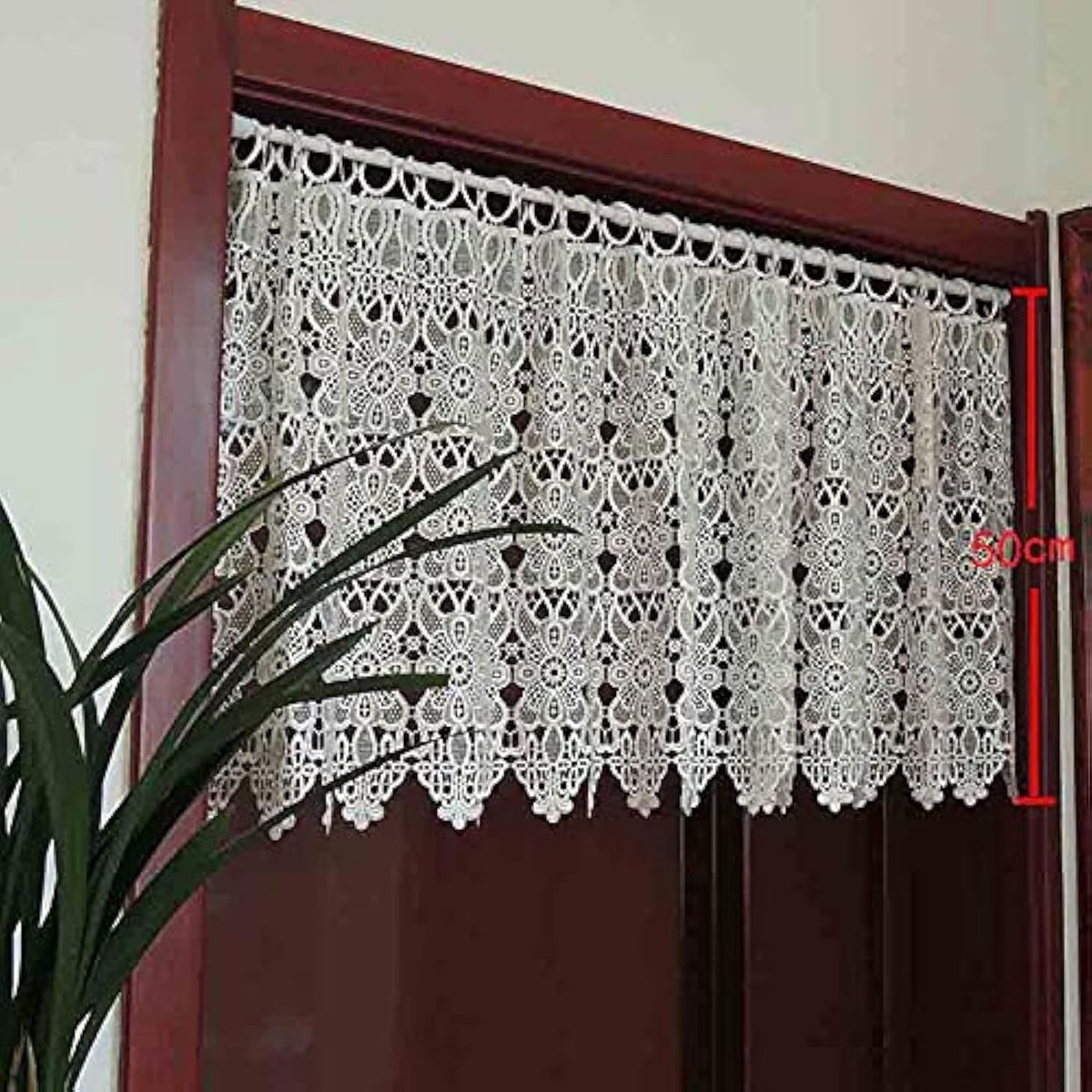 Omgoods - Korte Netgordijnen met Bloemenpatroon - Country House Style