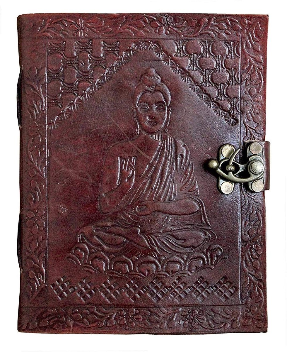 Omgoods - Gautam Buddha Lederen Notitieboek - Handgemaakt, 5 x 7 Inch