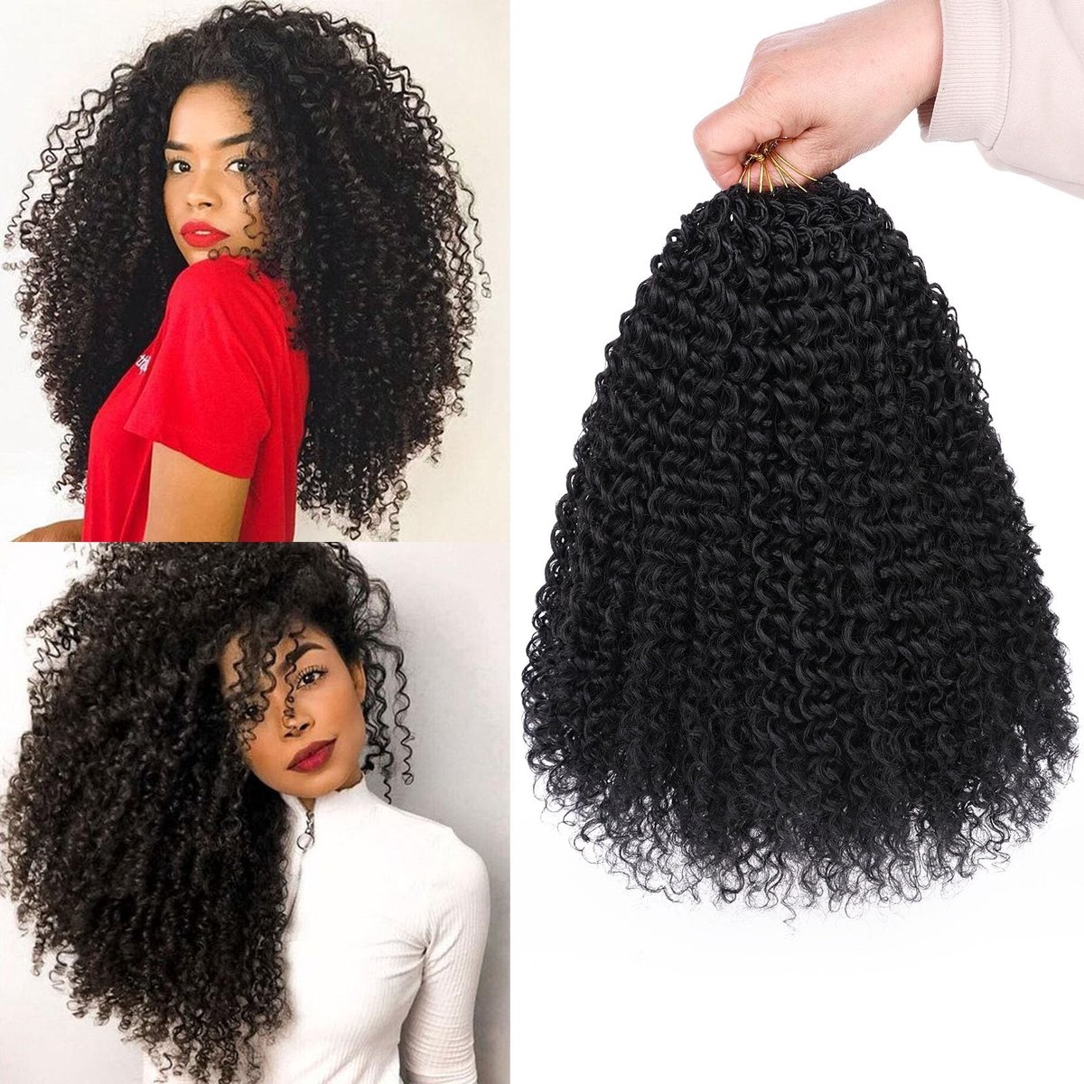 Omgoods- Haakjes Micro Curly Twist - 12 Inch - 8 Verpakkingen - Zwart - Hoogwaardige Synthetische Vezels - Natuurlijk Kapsel - Haarextensies
