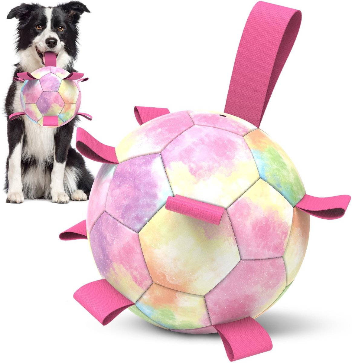 Omgoods - Puppy Hondenspeelgoed Voetbal met Riemen voor Kleine en Middelgrote Honden
