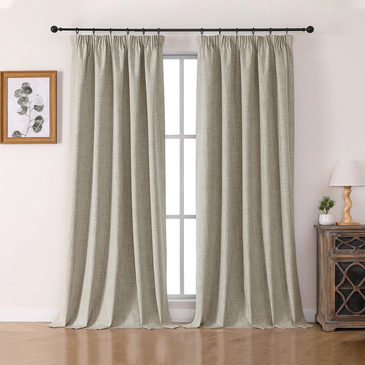 Omgoods - 100% Blackout Gordijnen Set van 2, 275 x 140 cm, Lijn met Ruffle Tape