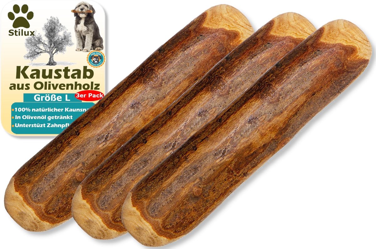 Omgoods - Set van 3 Olijfhouten Kauwbotten voor Honden