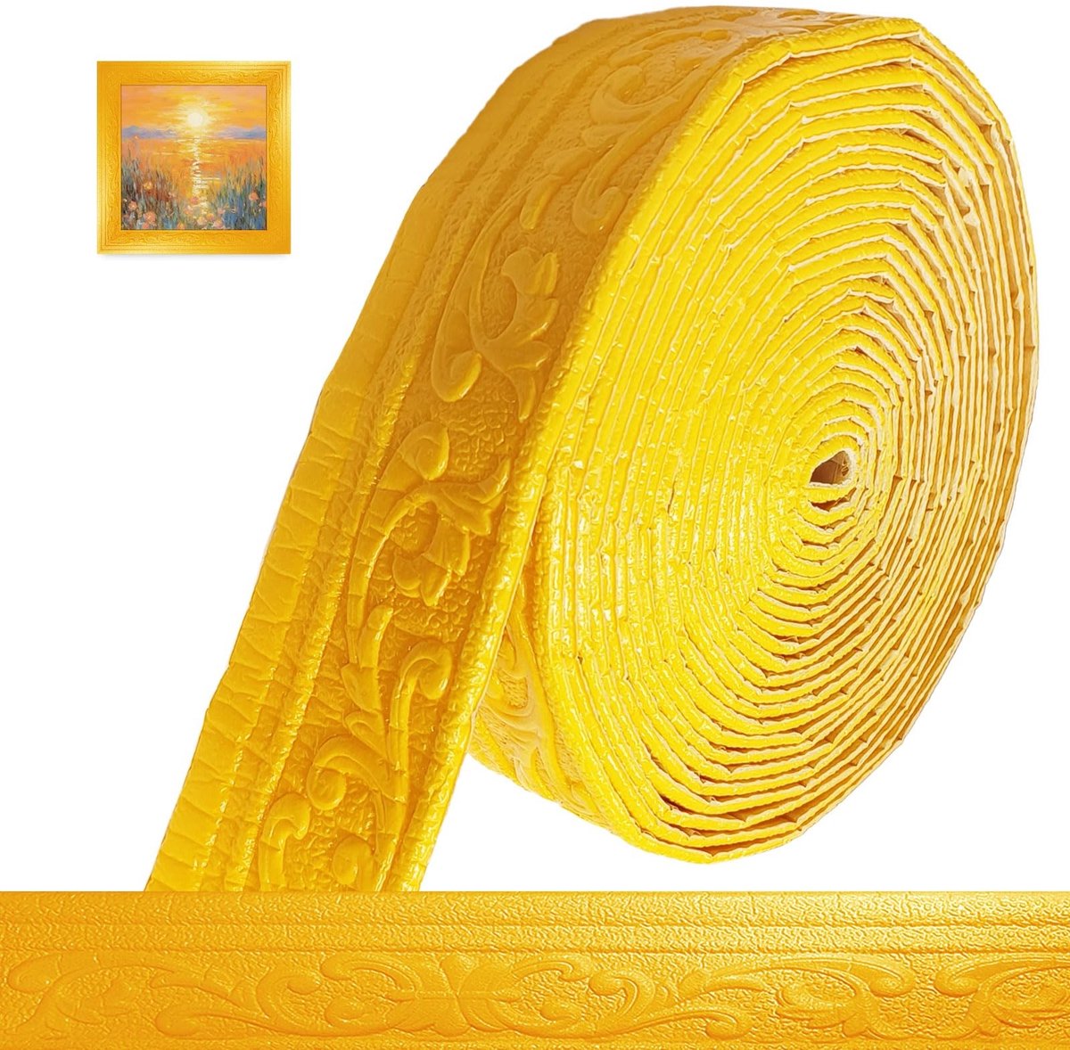 Omgoods - Zelfklevende 3D Plafondlijsten - 10 m x 8 cm Goud