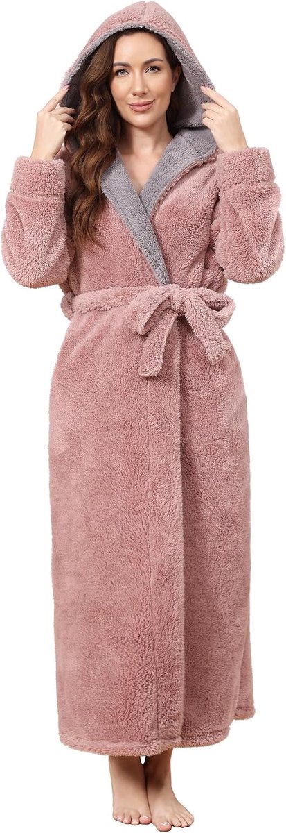 Badjas Dames Kamerjas Zacht en Super Pluizig, Dames Lange Koraal Fleece Winter Warm Badjas