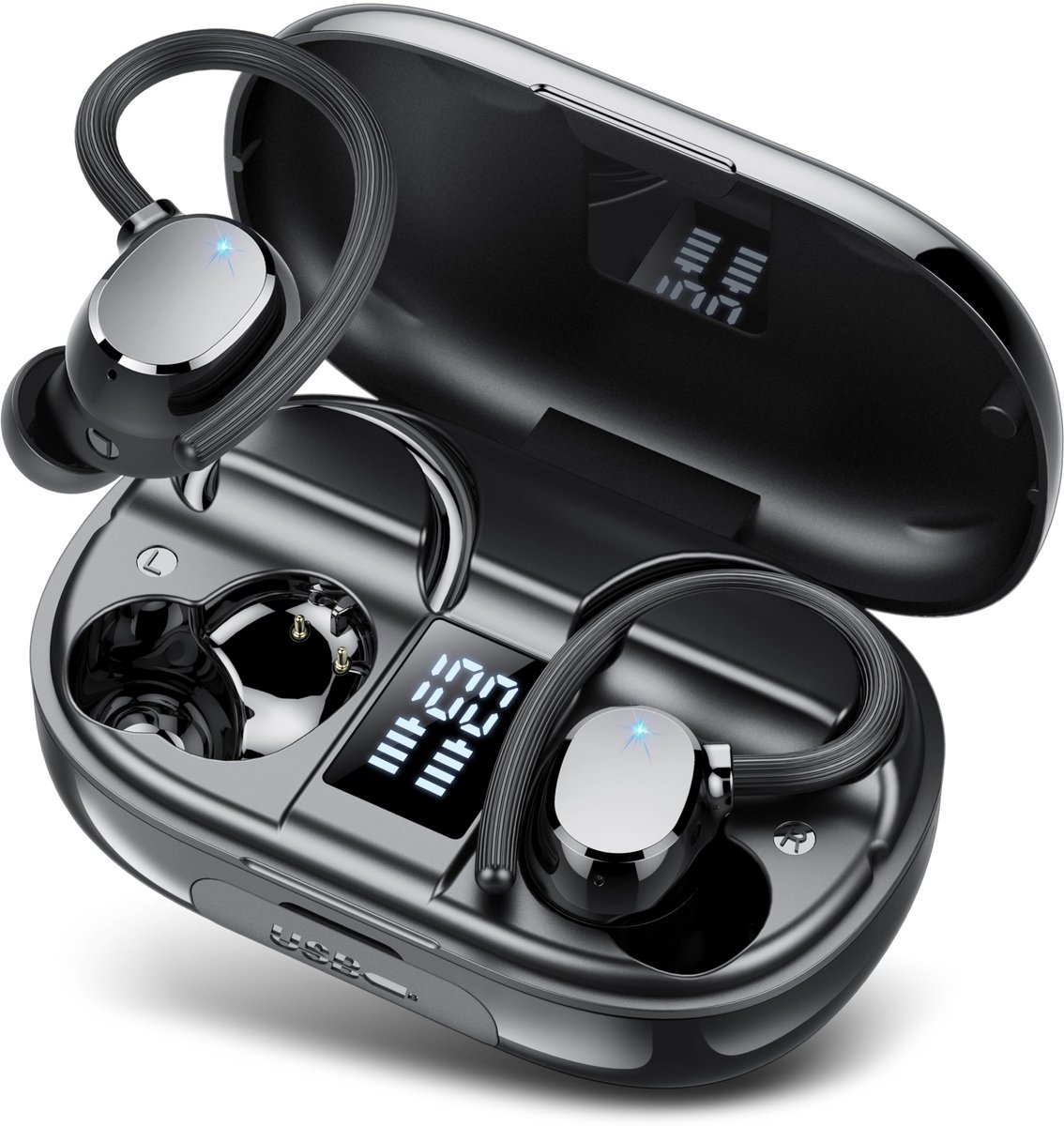 Omgoods - Draadloze Bluetooth Sportkoptelefoon - Ruisonderdrukking en 128 uur speeltijd