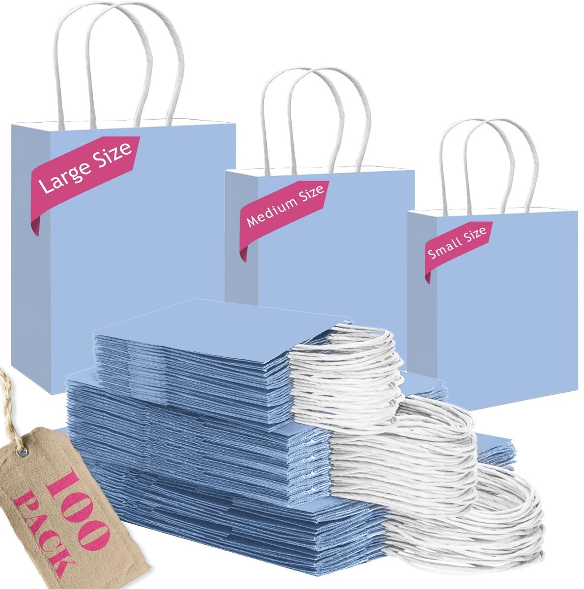 Omgoods - Lichtblauwe Papieren Tassen met Handvat - 100 Stuks in Diverse Maten