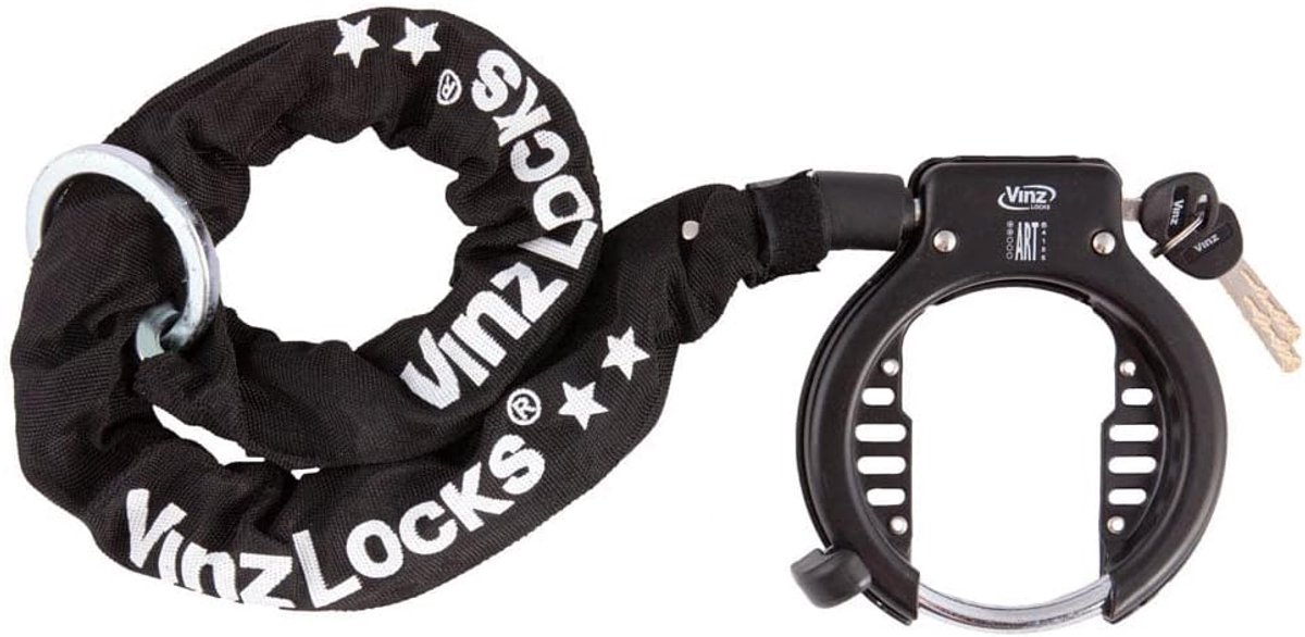 Fiets Ringslot - Met Kettingslot - Fiets Beveiligen - ART 2 Keurmerk - 90 cm - Zwart
