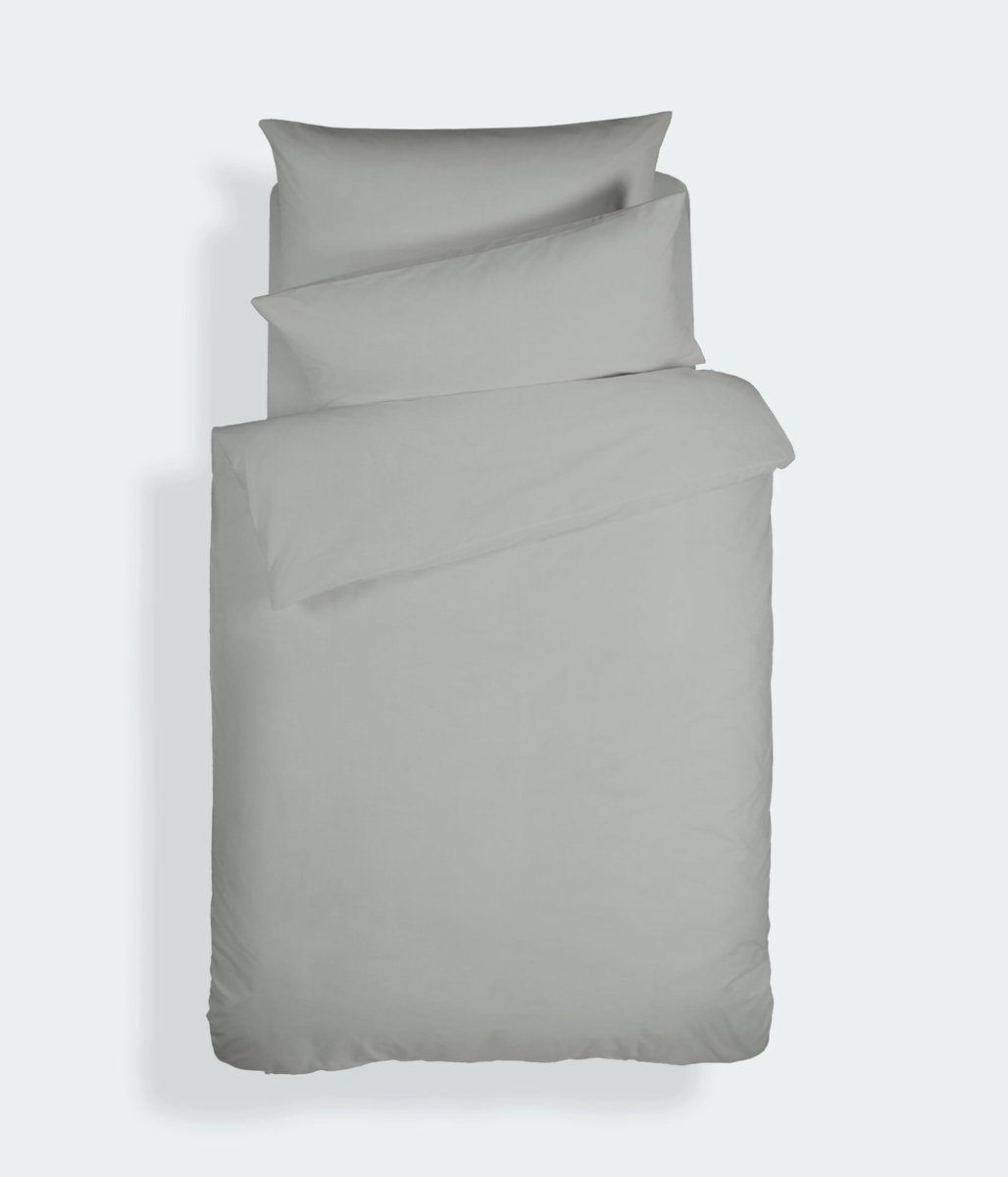 Omgoods - Zacht Katoenen Percale Dekbedovertrekset - Donkergrijs 160 x 220 cm