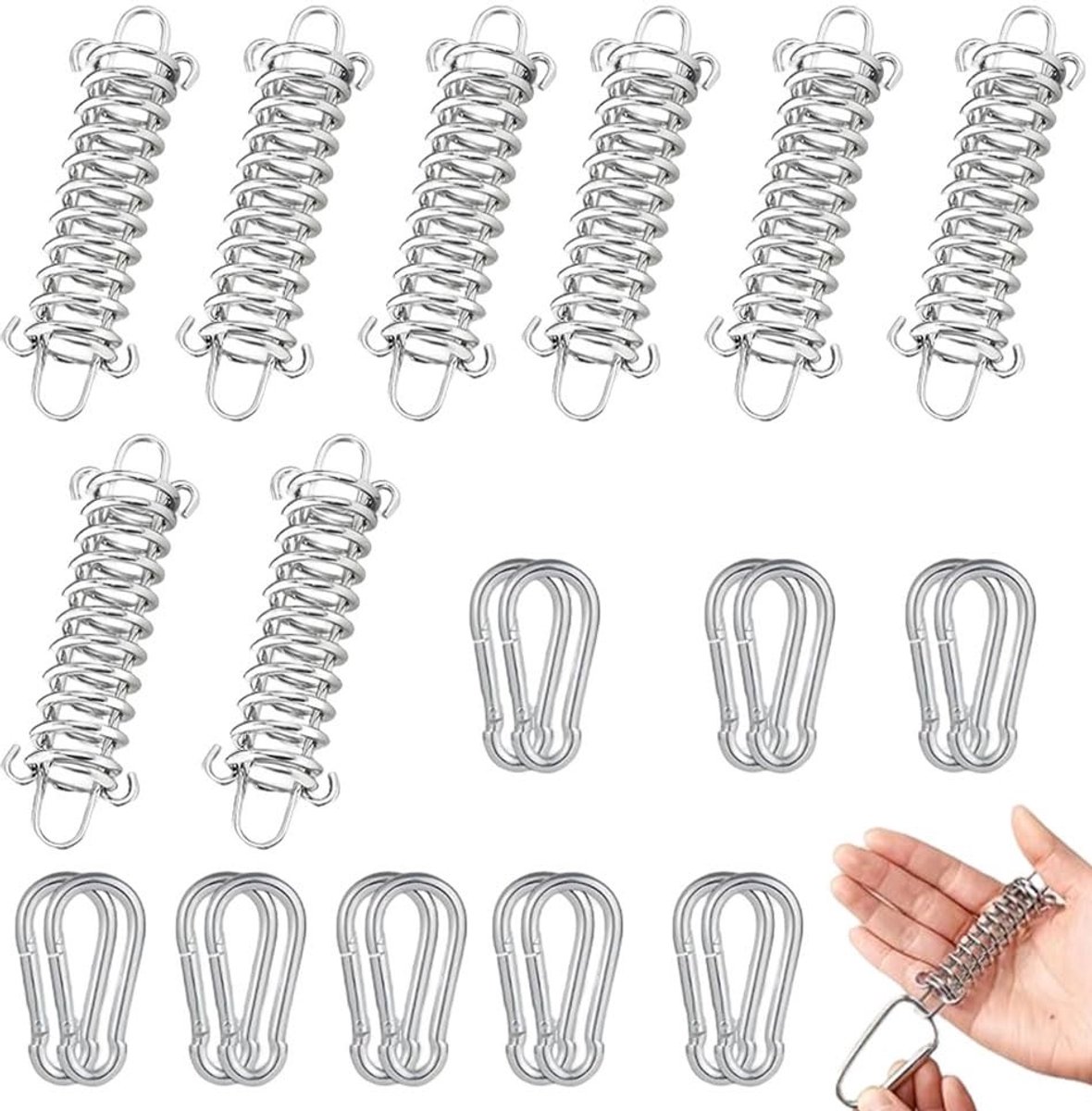 Omgoods - Pack van 8 Spanners met Haken - Sterke Spanningsveren voor Tenten en Campings