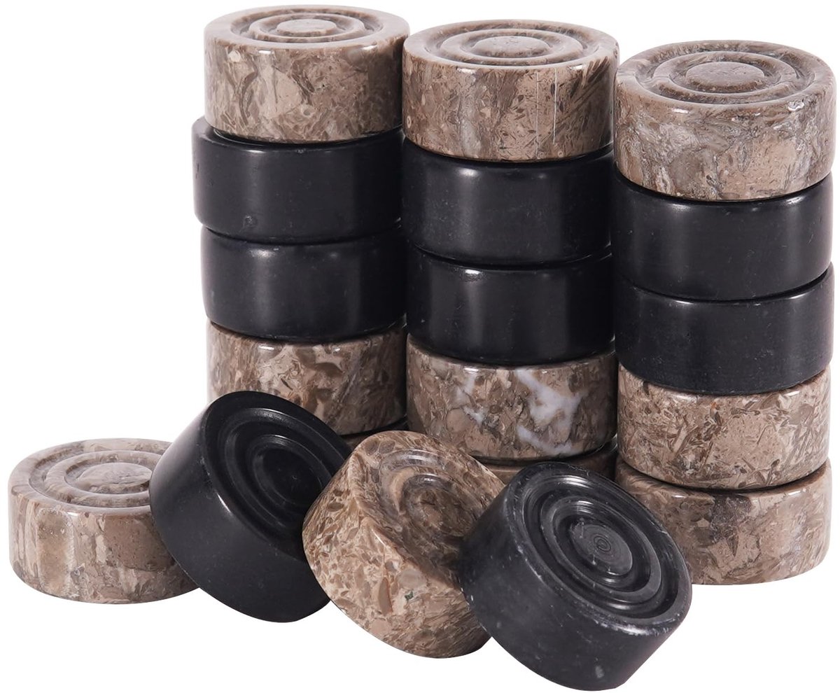 Omgoods - Handgemaakte Marmeren Damstenen Set - 32 Stuks voor Buiten Spellen