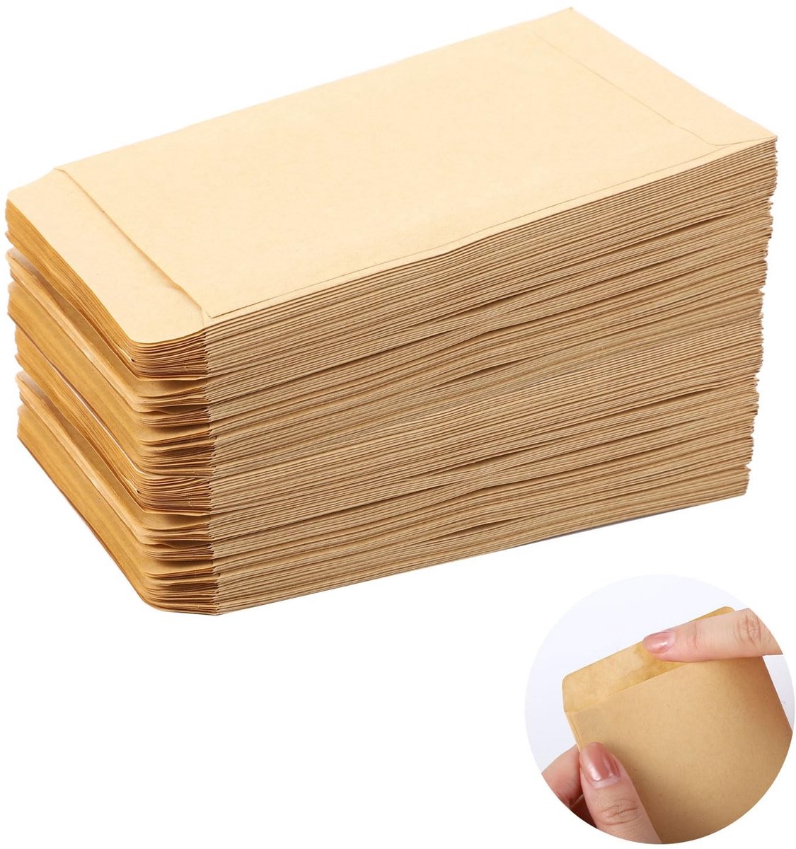 Omgoods - Pack van 150 Zelfklevende Zaadzakjes van Mini Kraftpapier 8 x 12 cm
