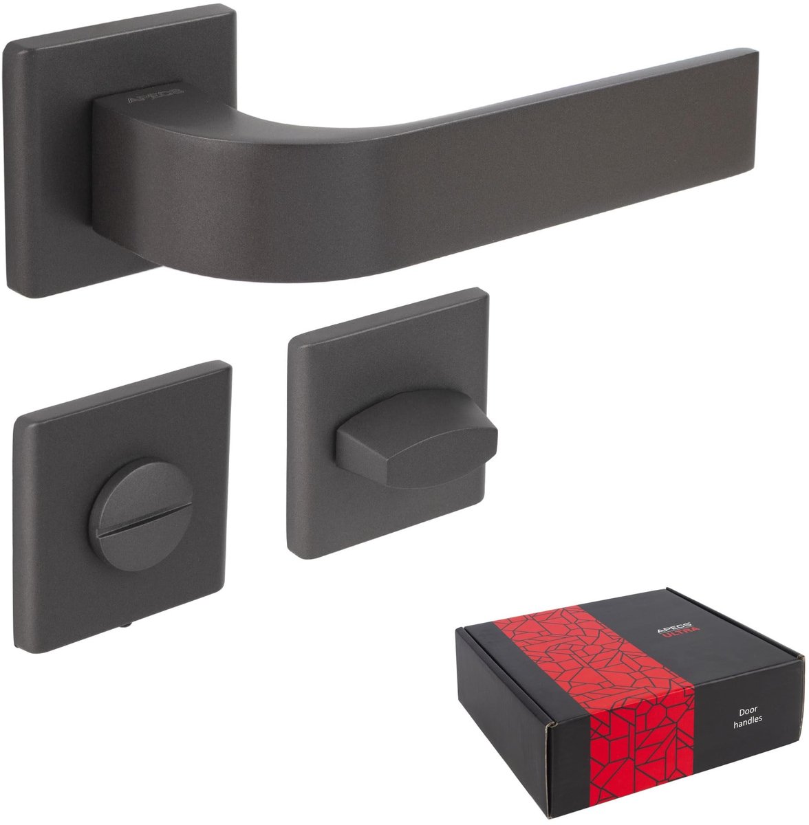 Omgoods - Deurhandgrepen voor Binnen met Vierkante Rosettes - Matt Graphite WC