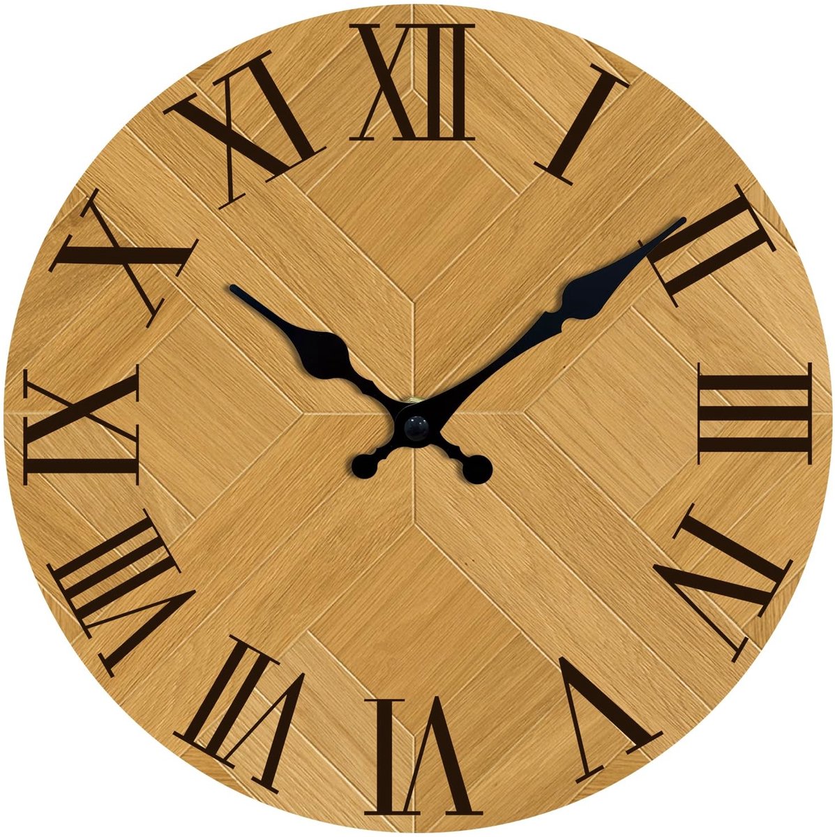 Omgoods - Retro Wandklok met Romeinse Cijfers - Stille en Decoratieve Klok voor Woonkamer, Keuken en Kantoor 30cm (Bruin, Zwart)