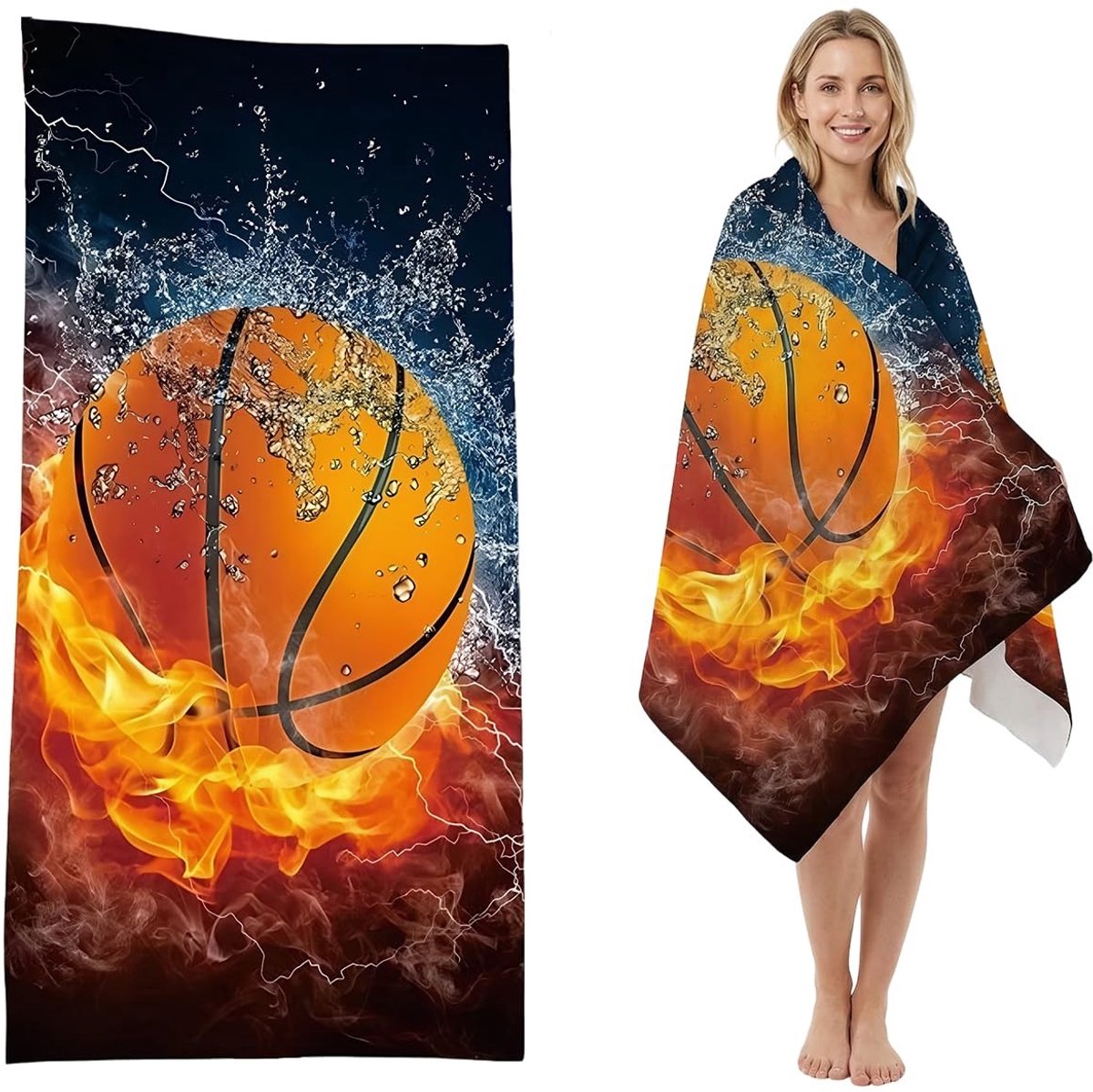 Omgoods - Basketball Strandhanddoek van Microvezel voor Snelle Droging