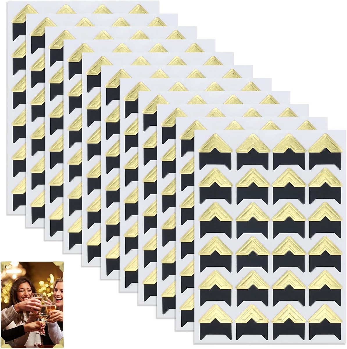 11 vellen zelfklevende fotohoeken, goudkleurig, fotohoeken, scrapbook, fotohoekstickers om te knutselen