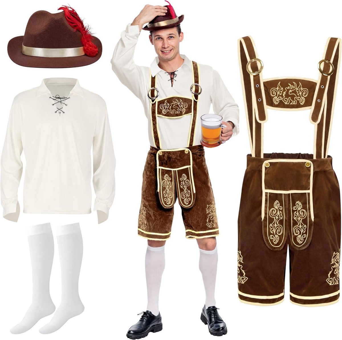 Creations Duits Beiers kostuum voor heren voor het Oktoberfest, voor Halloween verkleedfeest en bierfeest