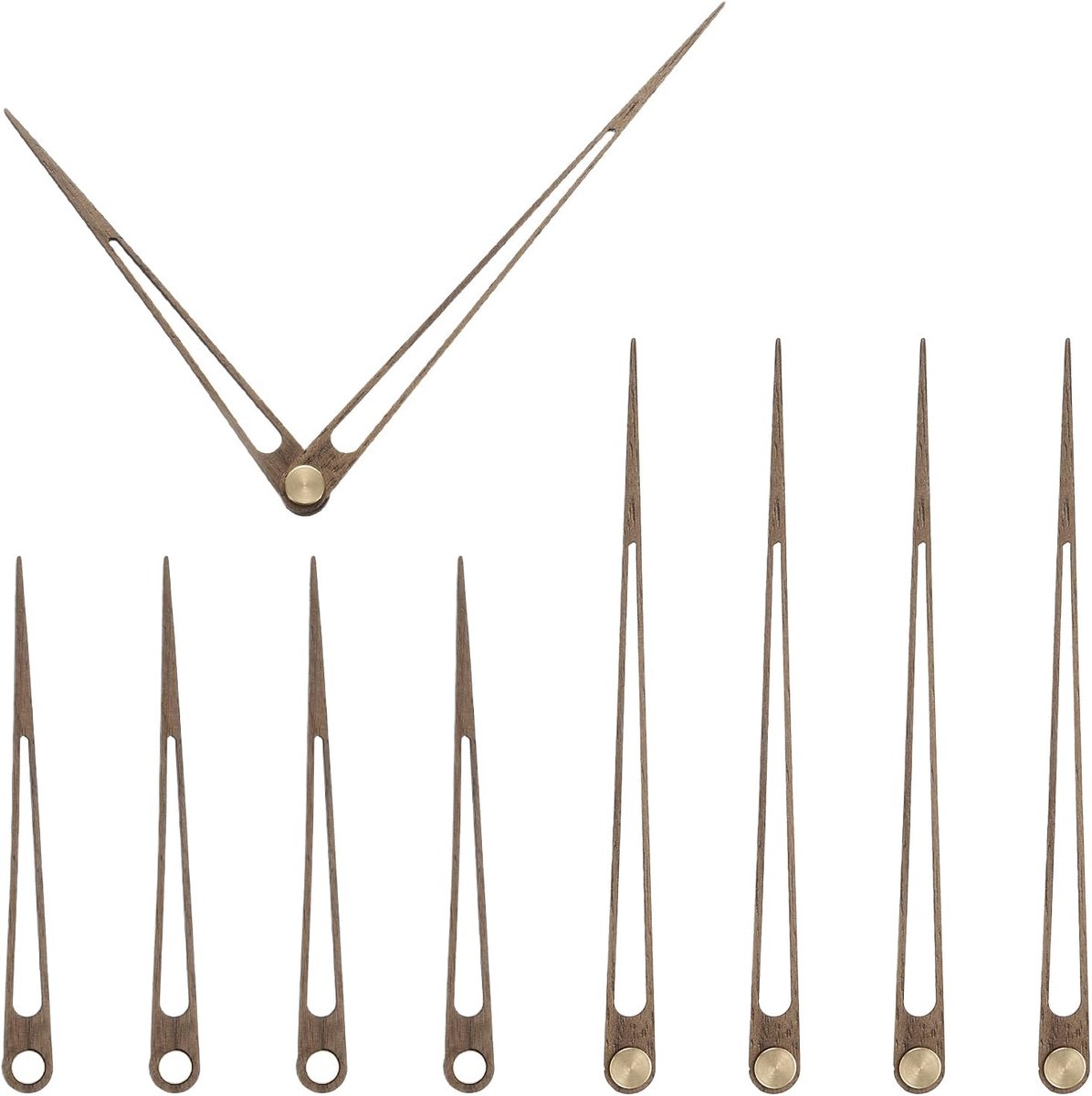 5 set houten wijzers alleen walnoothout wijzers klok kit voor klok DIY reparatieonderdeel vervanging geschikt voor 12 inch wandklok, 4,92 inch