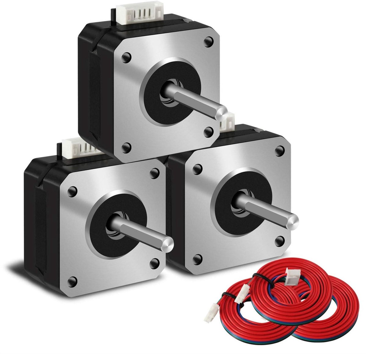 17 stappenmotor 42x23mm pancakemotor 1.5A-3.8V 2 fases 4 draden 1.8 graden met 1 meter kabel voor 3D-printermotoren, 3 stuks