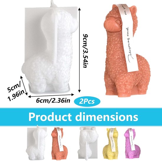 2 siliconen gietvormen voor Kerstmis, alpaca, kaarsen, zeep, gips — afbeelding 2