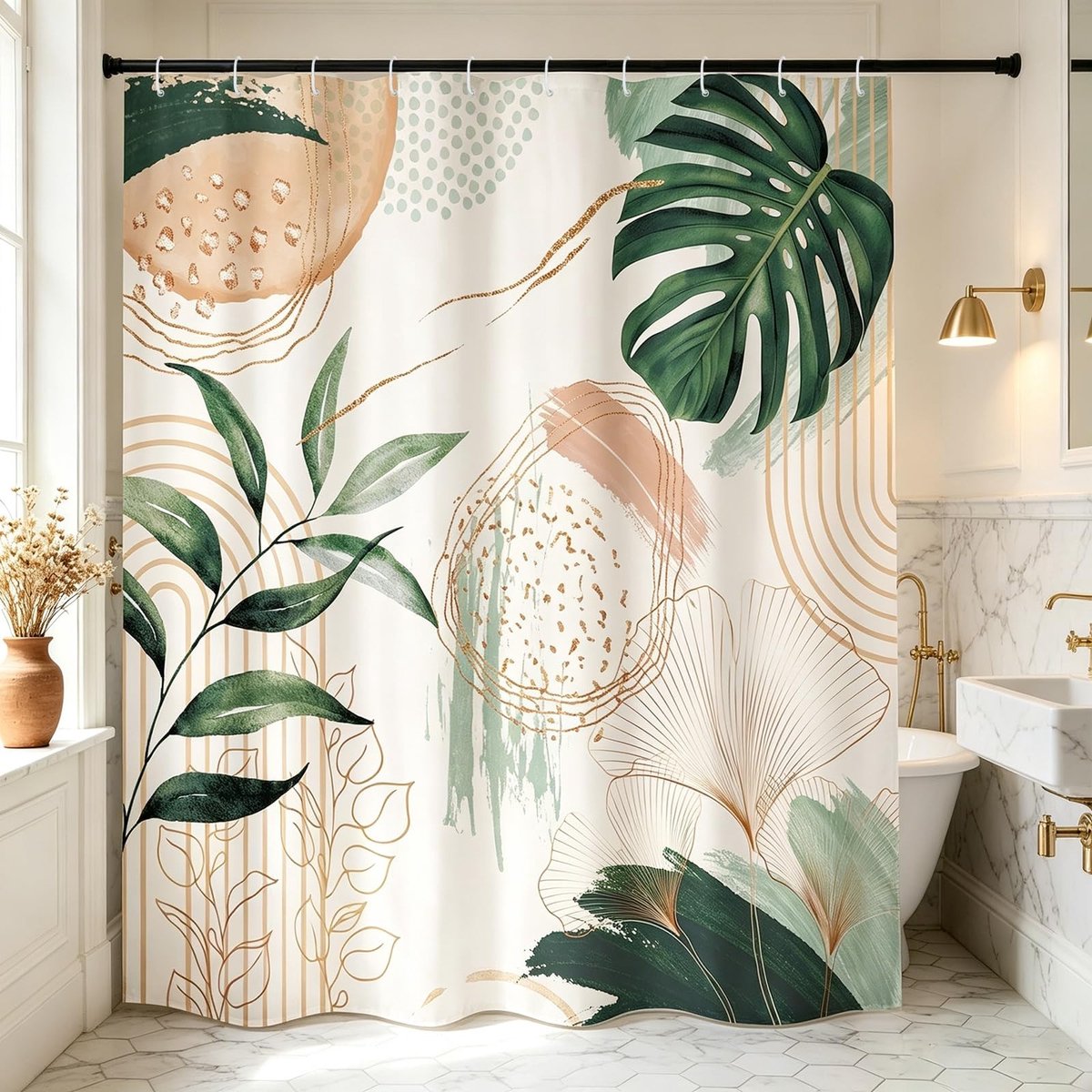 Omgoods - Douchegordijn met Tropische Bladeren 180 x 200 cm