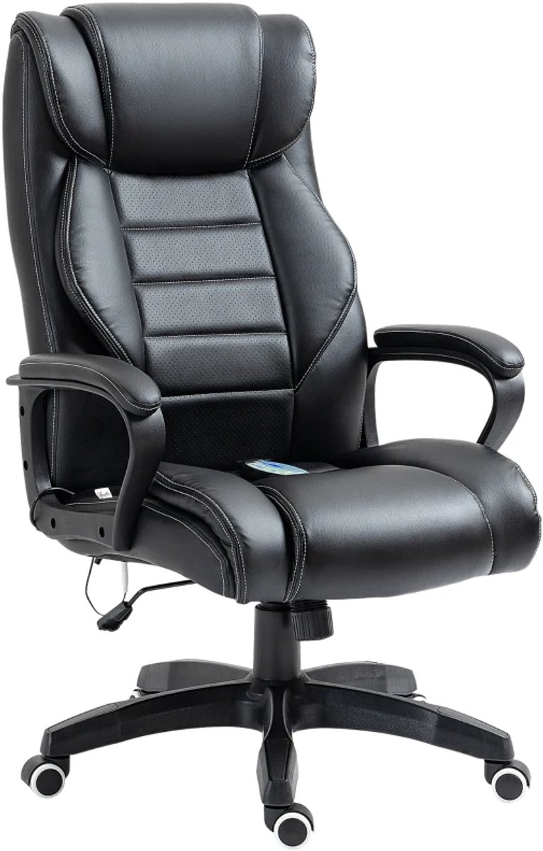 Ergonomische Bureaustoel met Massagefunctie - In Hoogte Verstelbaar - 360° Draaibaar - Draaistoel - 6 Vibratiepunten -Kantoorstoel - Gamestoel - Volwassenen Stoel - Directiestoel - Computerstoel - Zwart