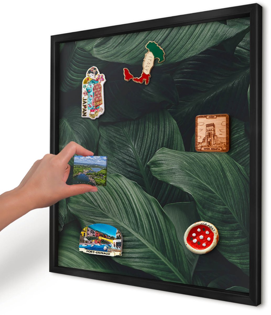 Artprintcave Groente Magneetbord mit Zwart Frame - 50x50 cm - Het Groen Van De Natuur Magnetisch Bord - Fotografisch Magneetbord Voor Foto's - Bloemen En Planten
