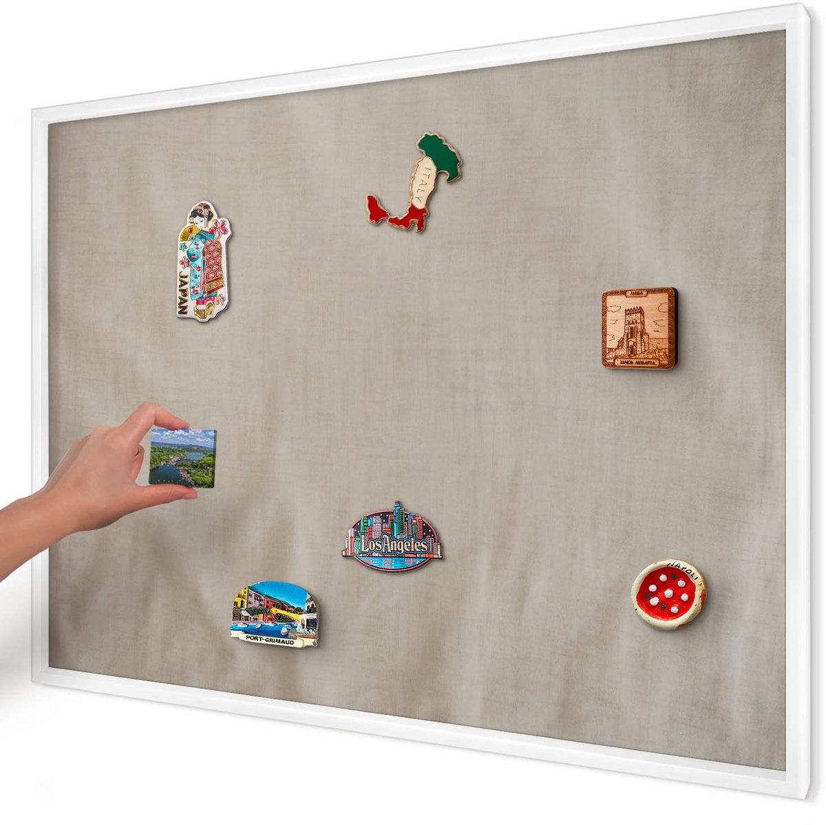 Artprintcave Beige Magneetbord mit Witte Lijst - 100x70 cm - Beige Rustig Magneetbord Voor Keuken - Minimalist Memobord Keuken - Texturen
