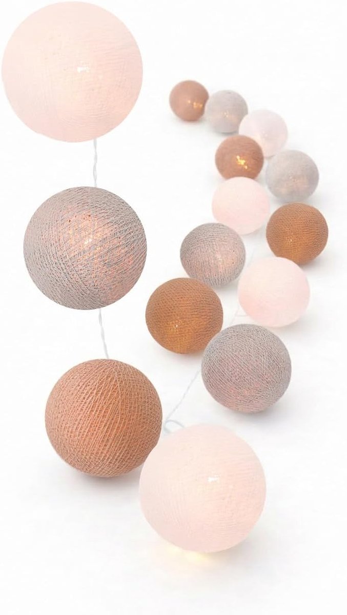 Led lichtketting met katoenen ballen incl. timer en dimmer (Ambiance