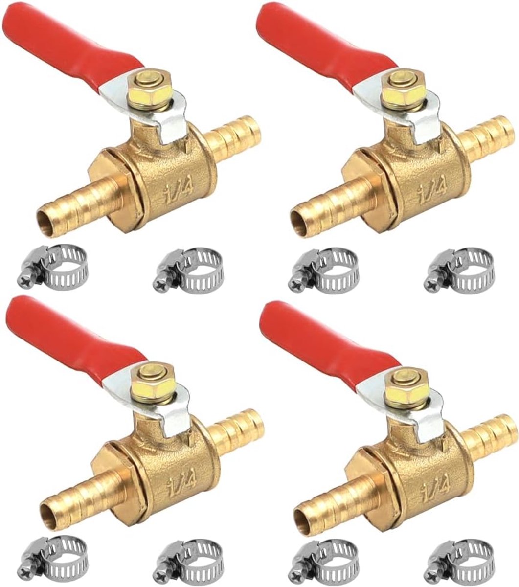 4 stuks 8mm kogelventiel van messing met terugslagklep kogelkraan
