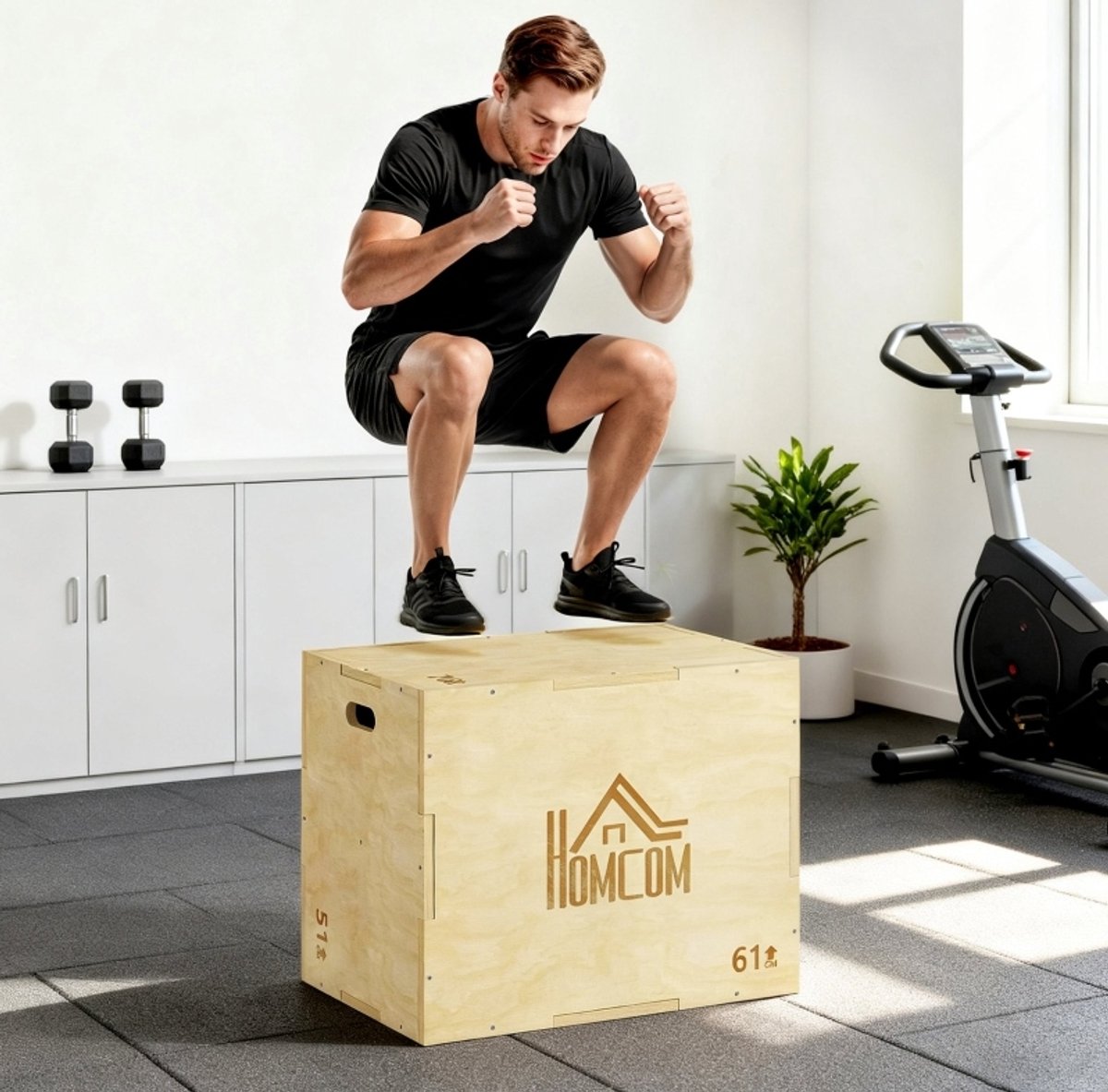 COVREO Plyo Box 61 x 51 x 76 cm naturel, hout en multiplex, 3 hoogtes