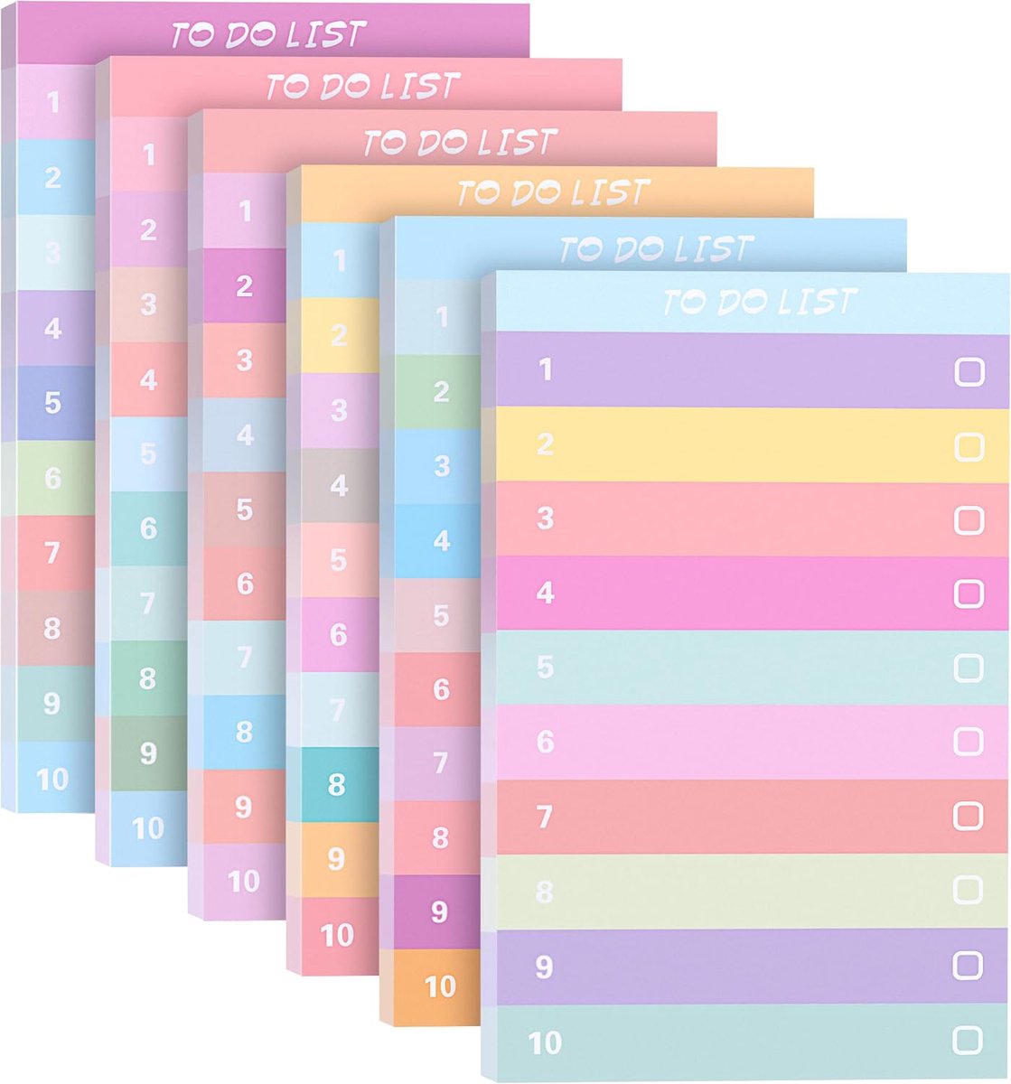zelfklevend, to-do-lijsten, planner, afscheurbaar, zelfklevende notities, levensmiddelen-checklist, draagbare dagplanner voor kantoor, school, thuis, 6 verpakkingen