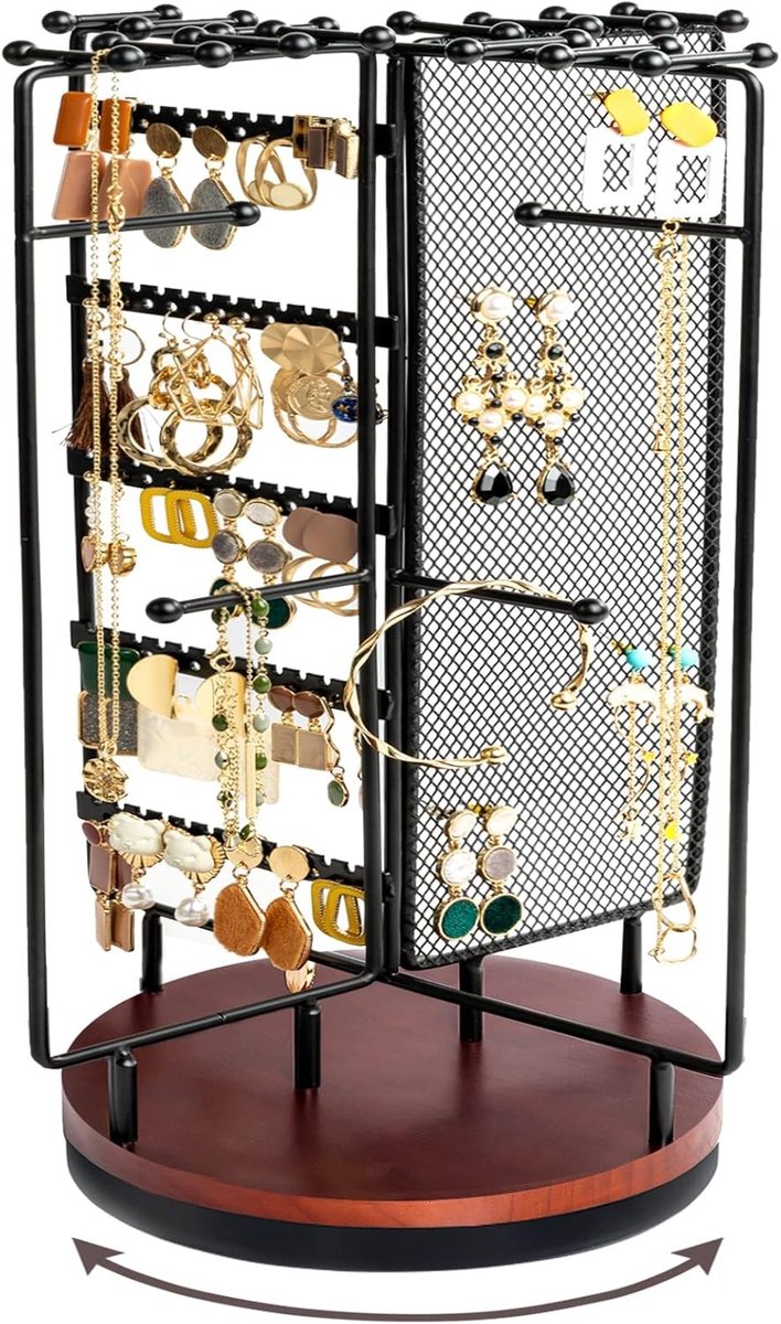 Rotatable Sieradenstandaard voor Kettingen en Armbanden - Zwart, Geschikt voor Alle Sieraden