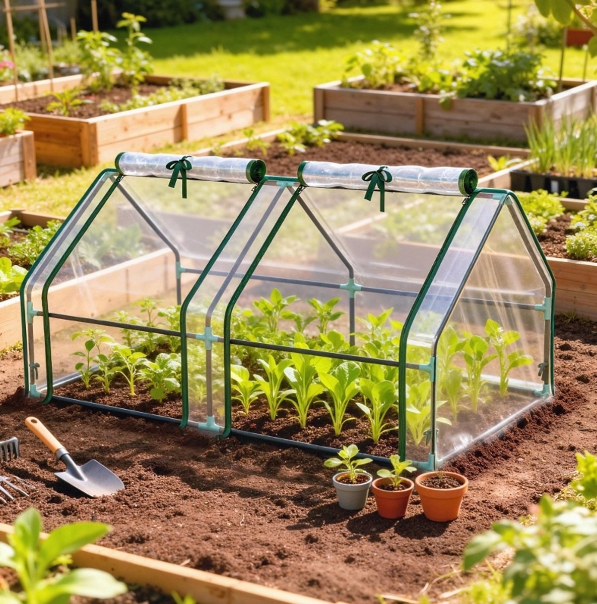 REDOM - Kas - Foliekas met twee oprolbare ritsdeuren - Stalen frame met kunststof afdekking - Transparant - Balkon of terras - 180 x 90 x 90 cm