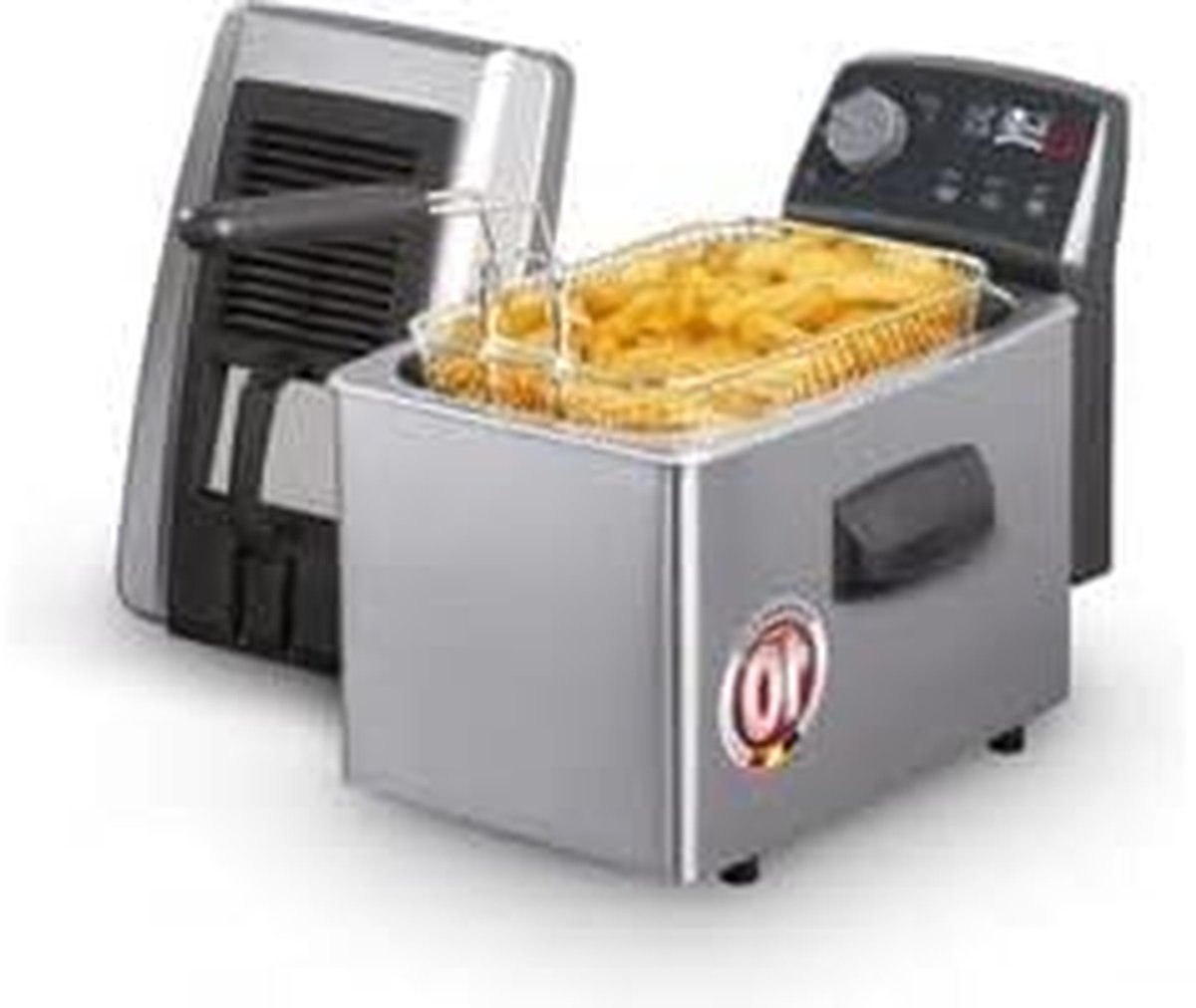 Frituurpan - Friteuse - Thuis Frituren - Uniek Design - 3 Liter - Zwart Zilver