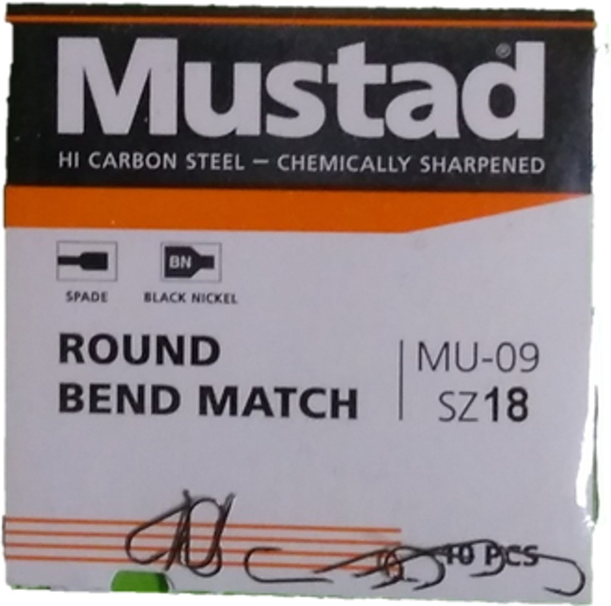 Mustad UNP wide round bend match spade barbed maat 18 (MU09) 10 stuks