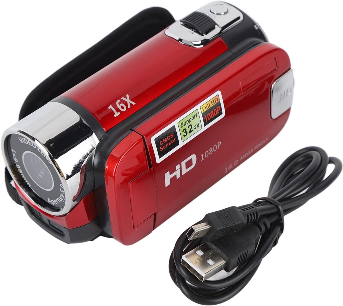 Handheld videocamera 1080P 16MP - 16x digitale zoom - 2.7 inch draaibaar scherm - perfect voor familie en vrienden - ShopVlot