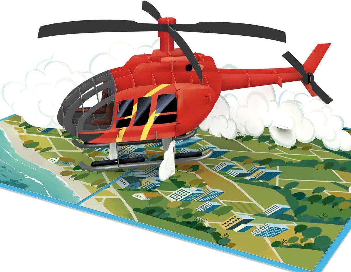 papercrush Pop-up kaart helikopter - 3D verjaardagskaart voor mannen, jongens en piloten - Vliegbon voor helikopter-rondvlucht met Kerstmis - cadeaubon of geldgeschenk voor helicopter-fans